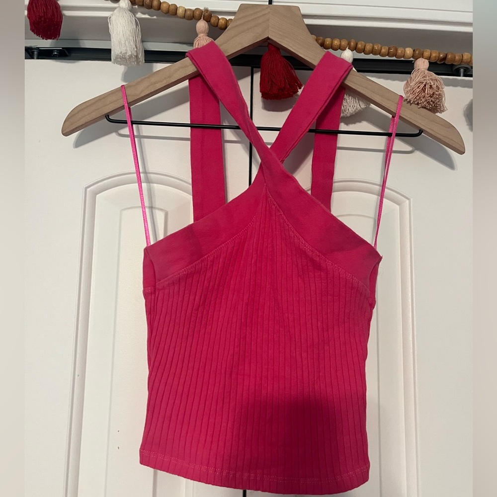 Pink zara halter neck tank